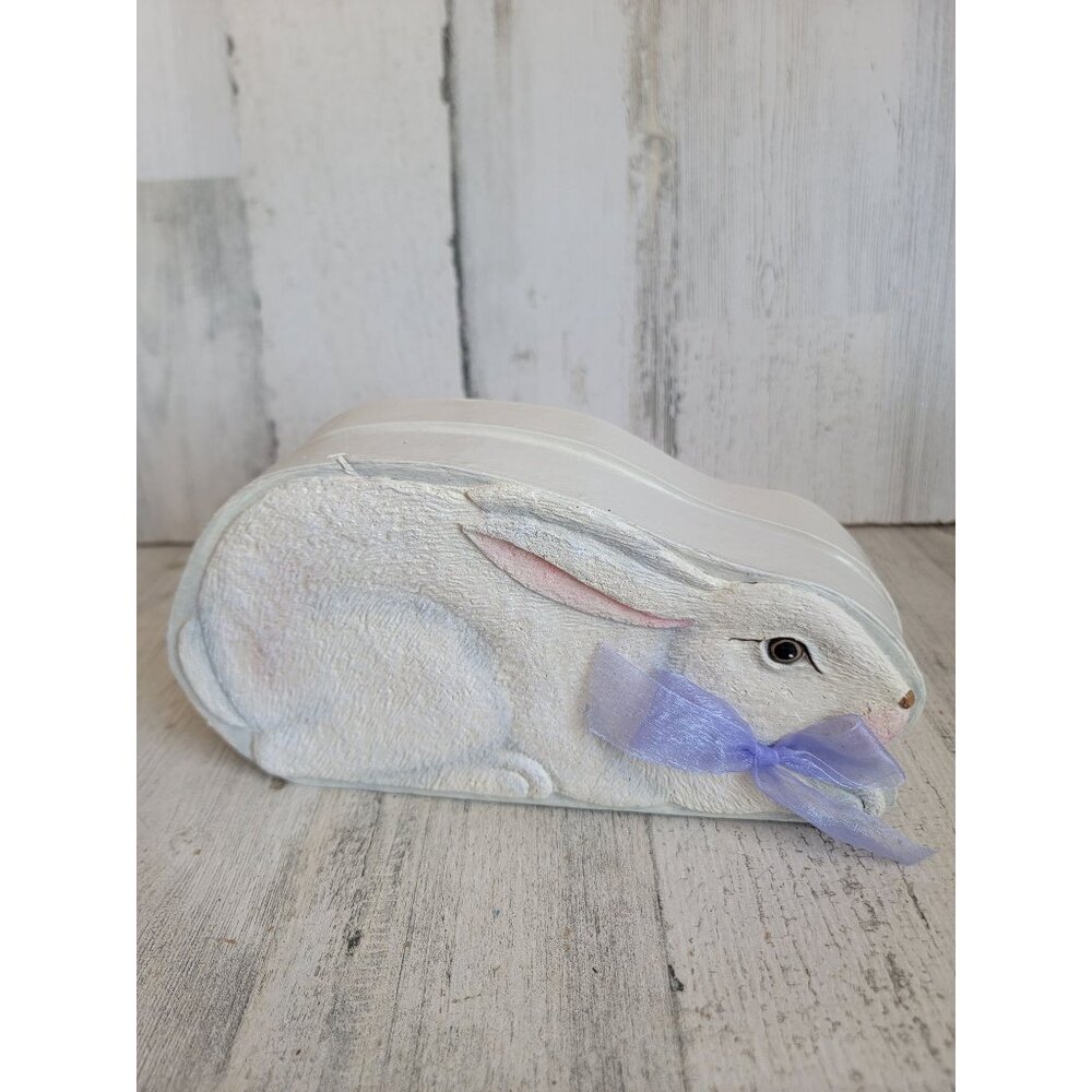 Vintage paper Easter white bunny box‎ container decor